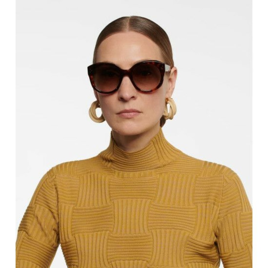 Accessories * | Celine Eyewear Tortoiseshell Round Sunglasses