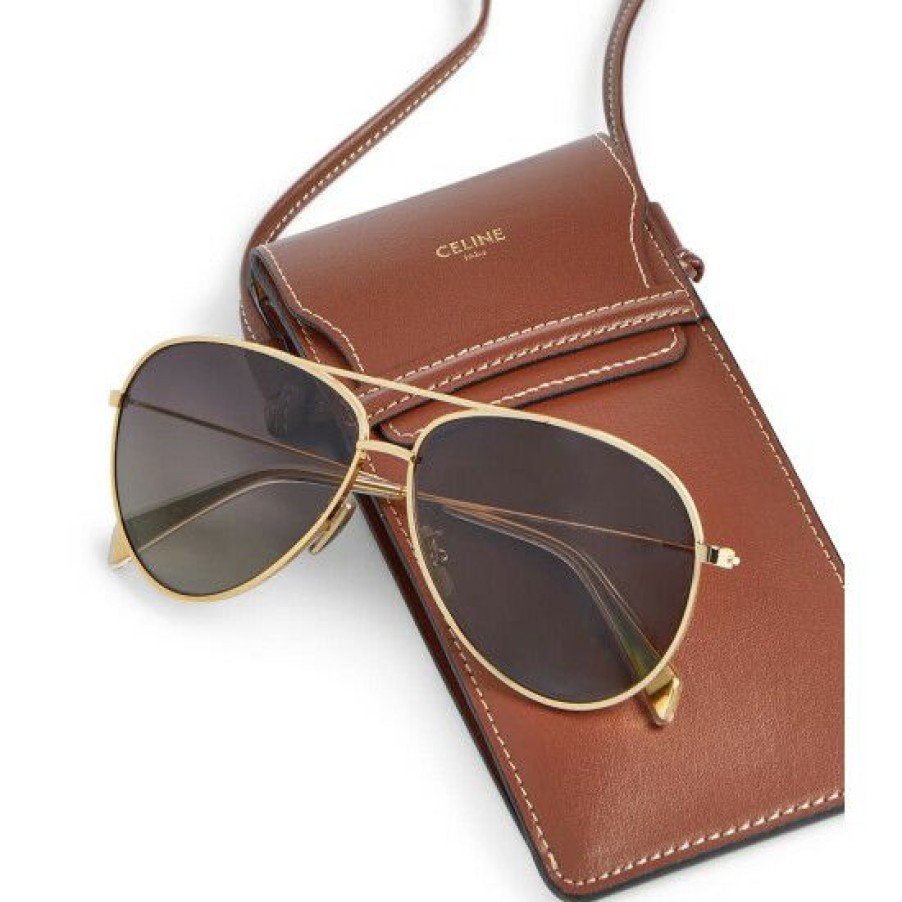 Accessories * | Celine Eyewear Aviator Sunglasses With Leather Pouch