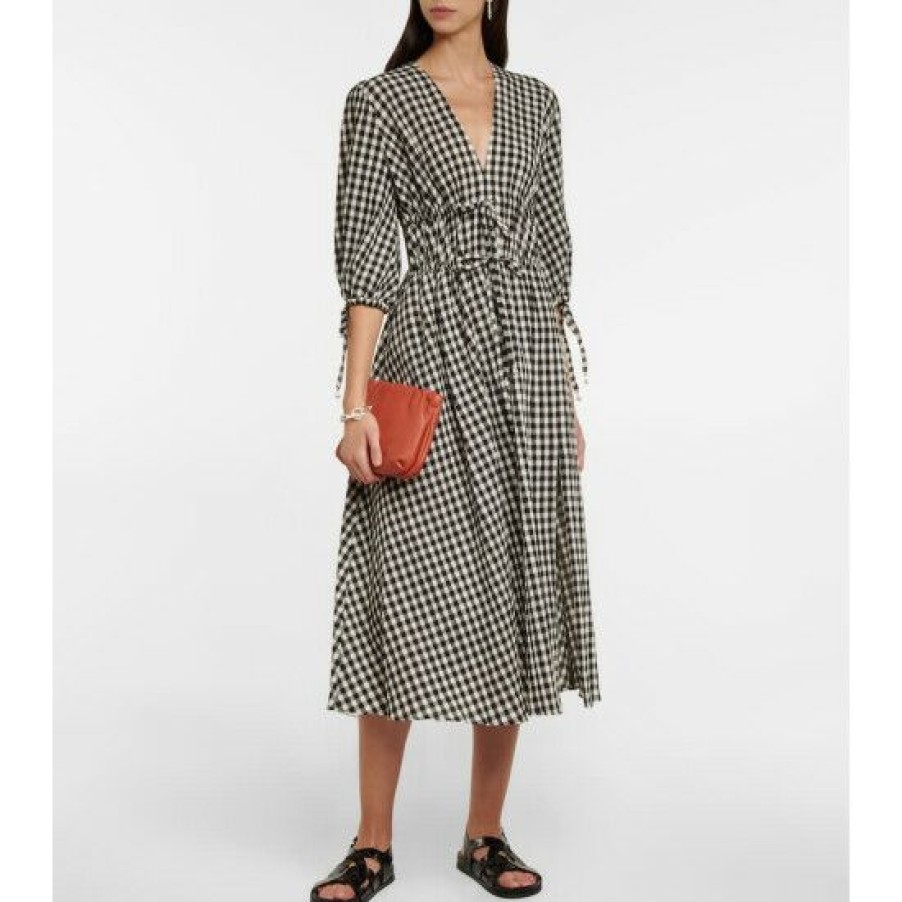 Clothing * | Altuzarra Donrine Cotton-Blend Gingham Maxi Dress