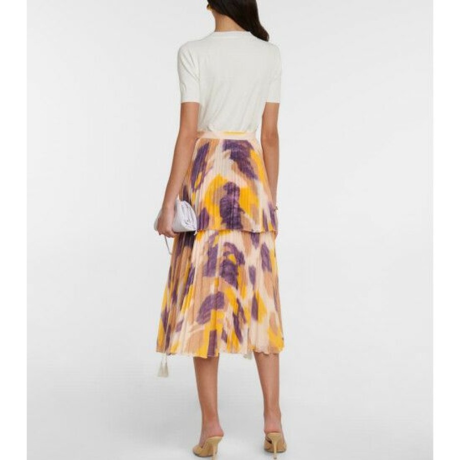 Clothing * | Altuzarra Aetna Printed Pleated Midi Skirt