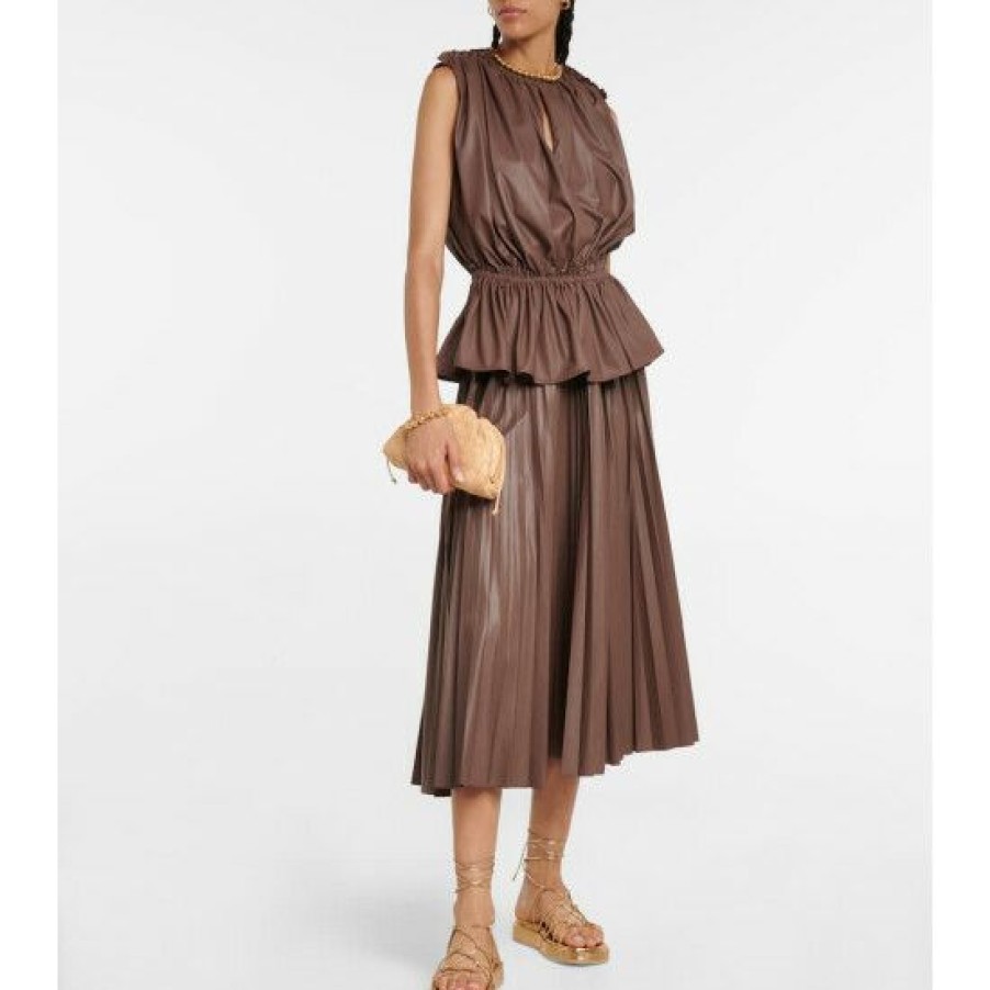 Clothing * | Altuzarra Sif Pleated Faux Leather Maxi Skirt