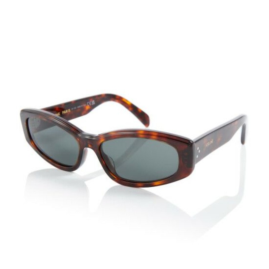 Accessories * | Celine Eyewear Tortoiseshell Rectangular Sunglasses