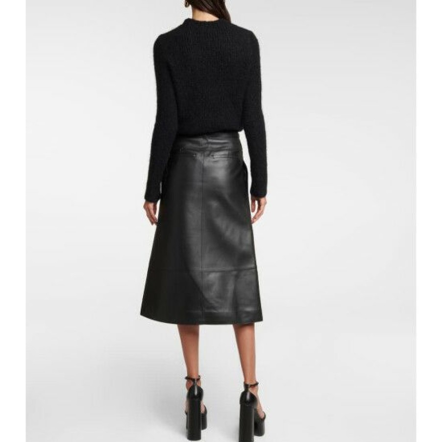 Clothing * | Altuzarra Scobie High-Rise Leather Midi Skirt