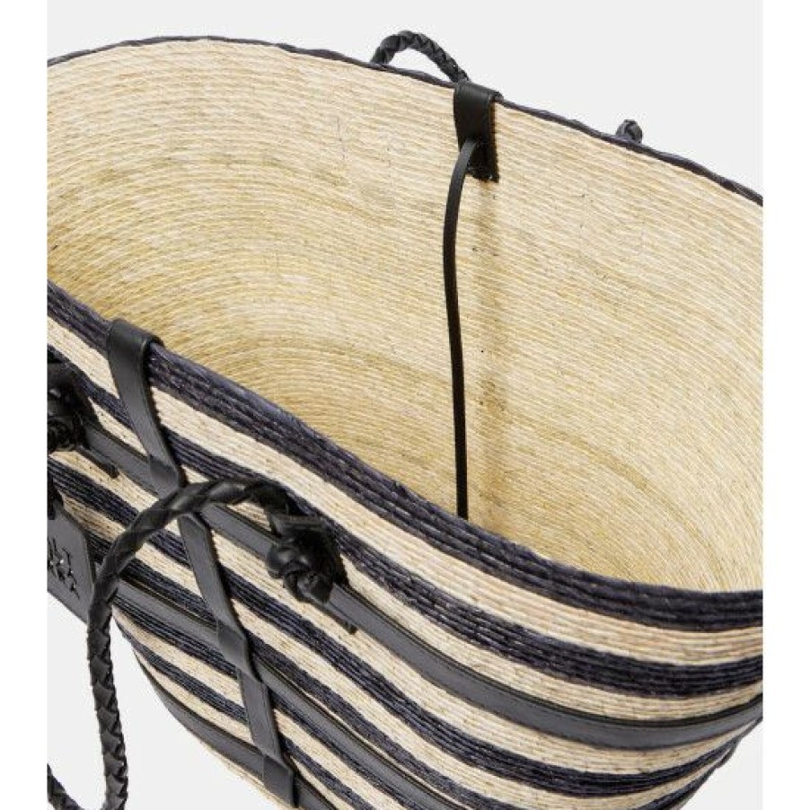 Bags * | Altuzarra Leather-Trimmed Striped Raffia Tote